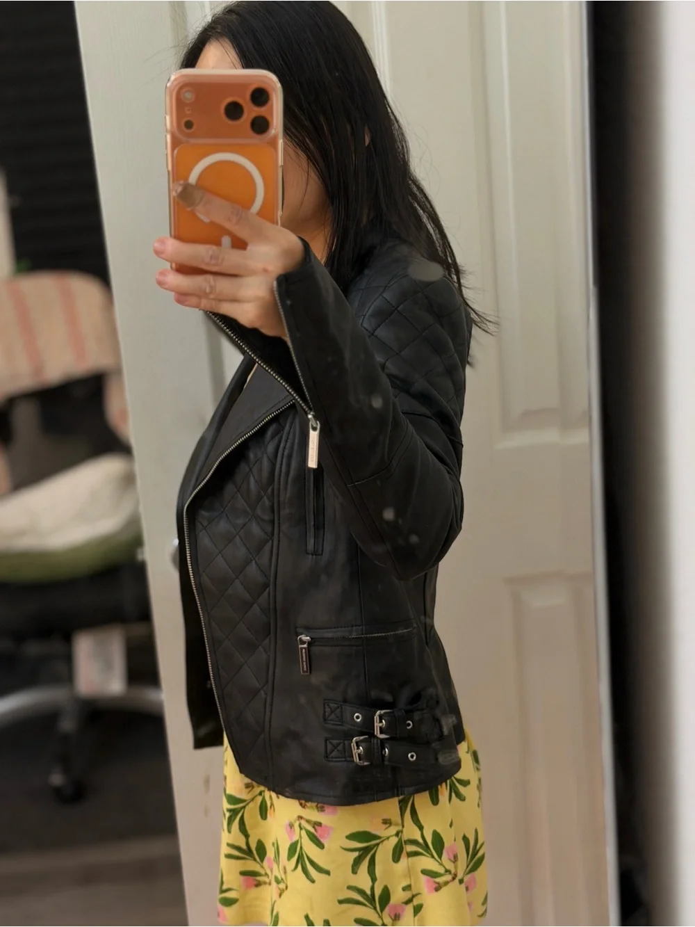Michael Kors Black Quilted Leather Moto Jacket 100%lamb leather New WO Tag